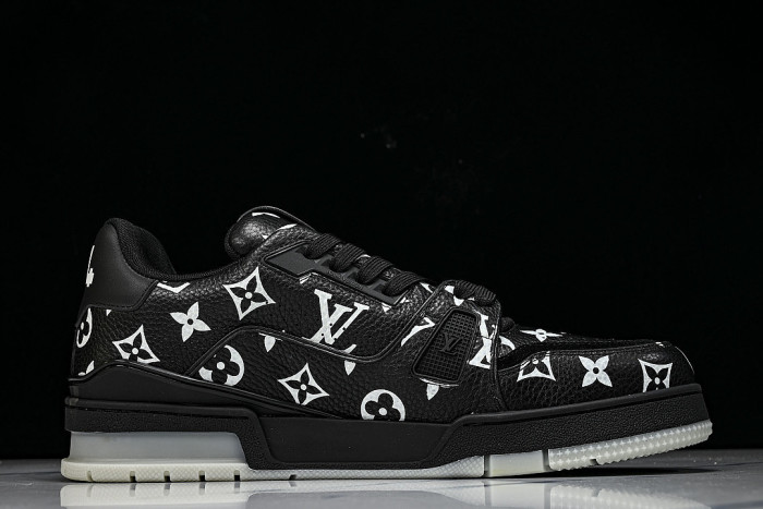 TRAINER LEATHER SPORTS SHOES BLACK/WHITE/BLACK