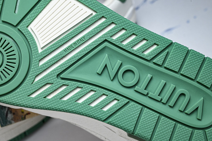 TRAINER LEATHER SPORTS SHOES WHITE/GREEN/WHITE