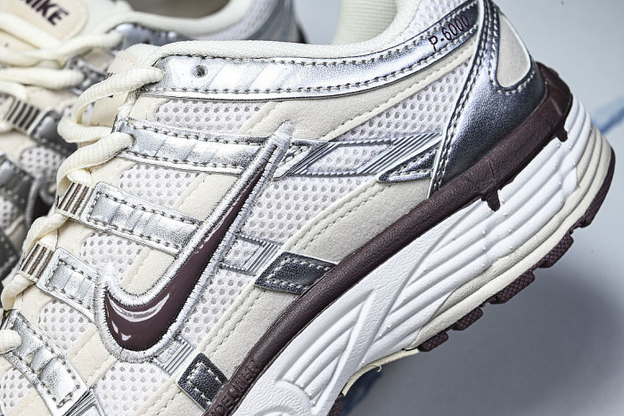 IV6035-030 P-6000 PRM RETRO CASUAL SPORTS DAD SHOES BEIGE/SILVER/BROWN