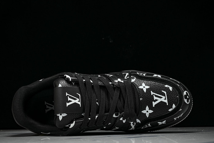 TRAINER LEATHER SPORTS SHOES BLACK/WHITE/BLACK