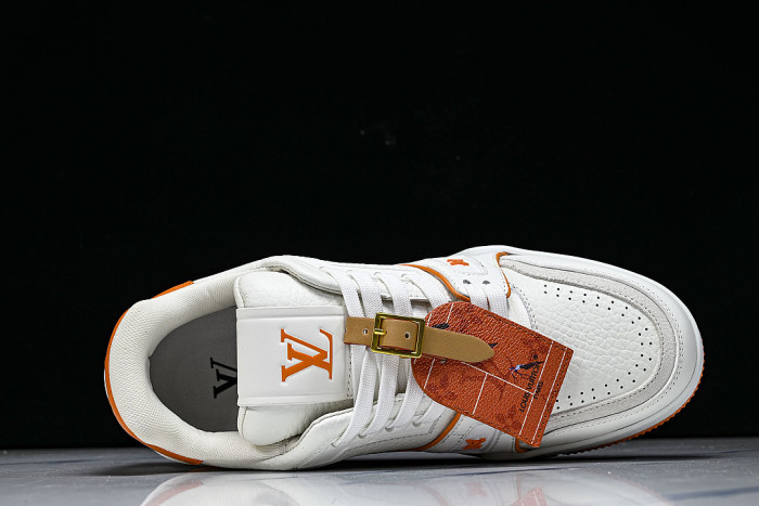 TRAINER LEATHER SPORTS SHOES WHITE/ORANGE/WHITE