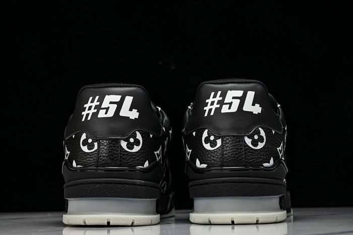 TRAINER LEATHER SPORTS SHOES BLACK/WHITE/BLACK