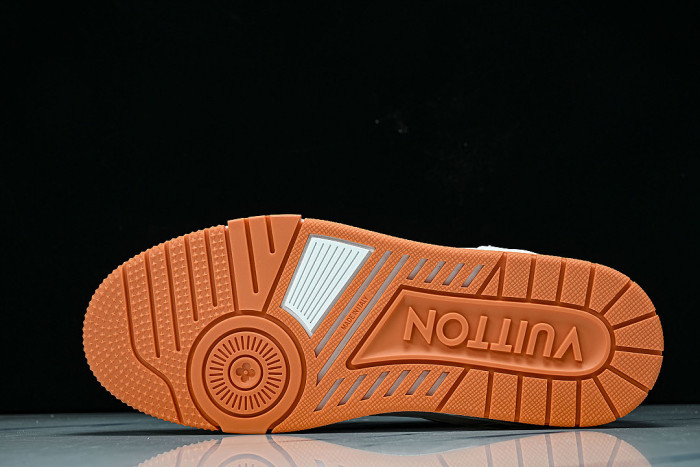 TRAINER LEATHER SPORTS SHOES WHITE/ORANGE/WHITE