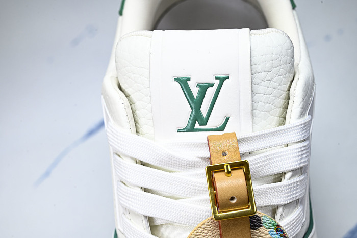 TRAINER LEATHER SPORTS SHOES WHITE/GREEN/WHITE
