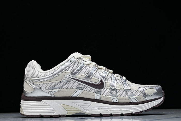 IV6035-030 P-6000 PRM RETRO CASUAL SPORTS DAD SHOES BEIGE/SILVER/BROWN