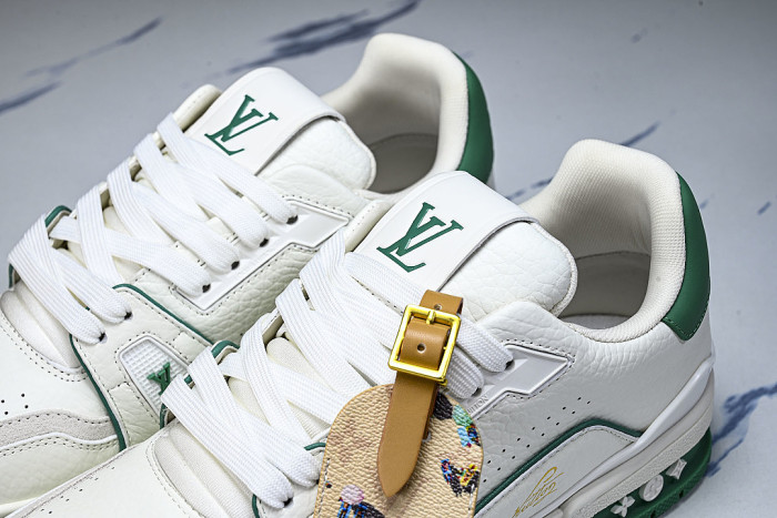 TRAINER LEATHER SPORTS SHOES WHITE/GREEN/WHITE
