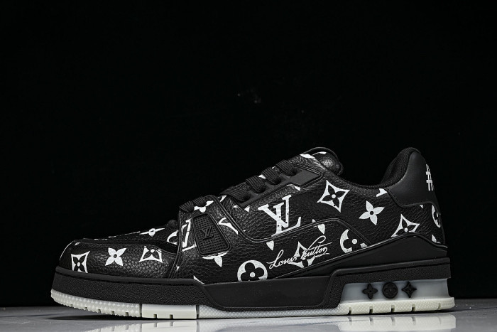 TRAINER LEATHER SPORTS SHOES BLACK/WHITE/BLACK