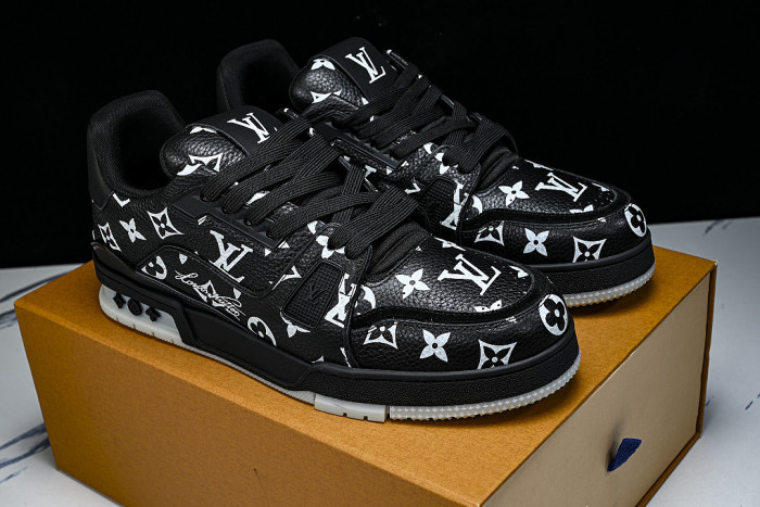 TRAINER LEATHER SPORTS SHOES BLACK/WHITE/BLACK