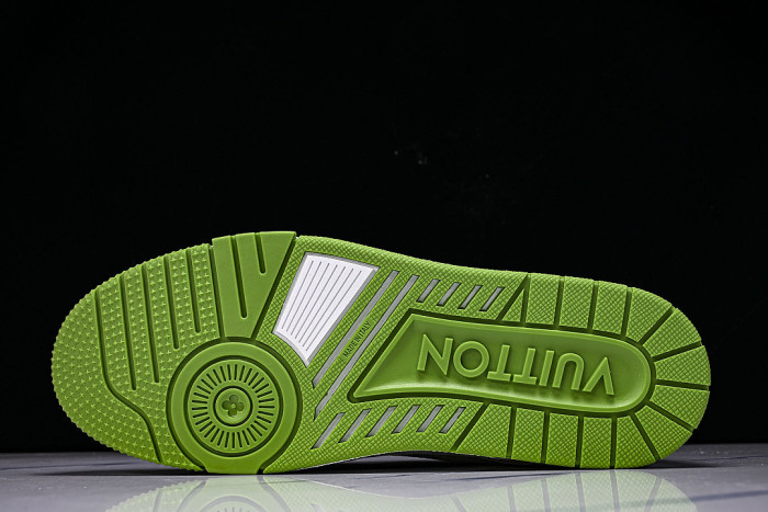 TRAINER LEATHER SPORTS SHOES WHITE/GREEN/WHITE