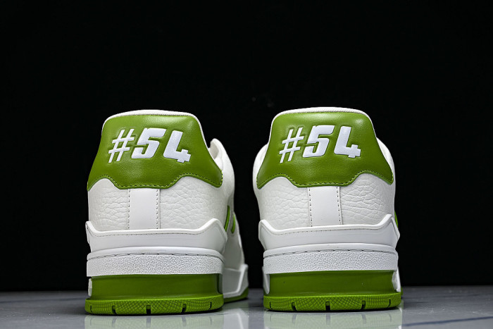 TRAINER LEATHER SPORTS SHOES WHITE/GREEN/WHITE
