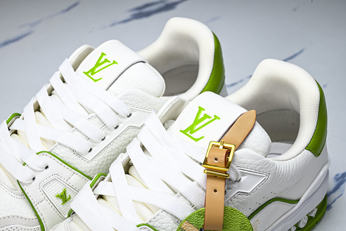 TRAINER LEATHER SPORTS SHOES WHITE/GREEN/WHITE