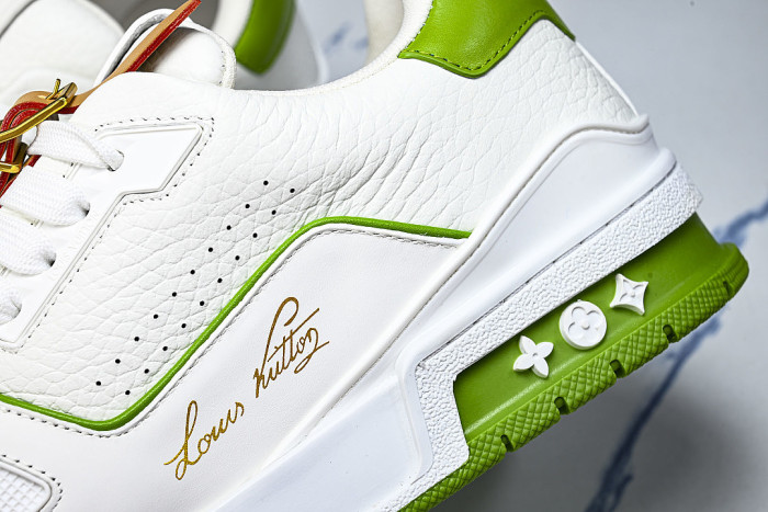 TRAINER LEATHER SPORTS SHOES WHITE/GREEN/WHITE