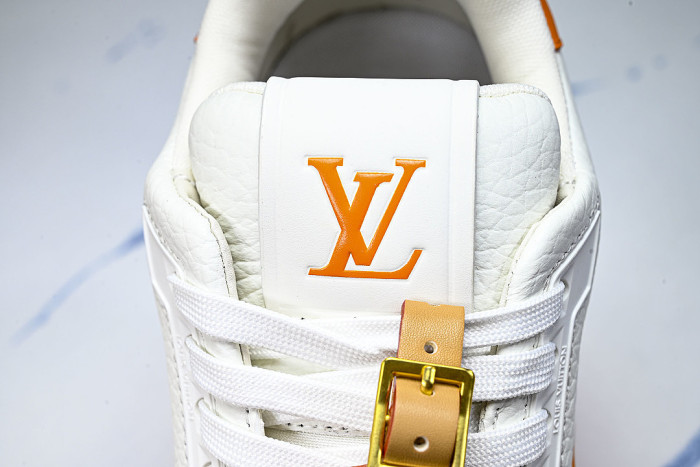 TRAINER LEATHER SPORTS SHOES WHITE/ORANGE/WHITE