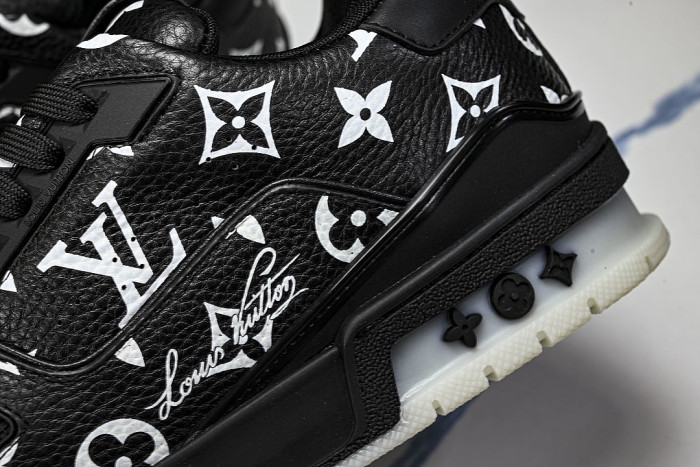 TRAINER LEATHER SPORTS SHOES BLACK/WHITE/BLACK