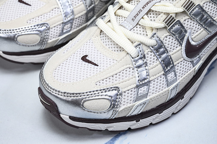 IV6035-030 P-6000 PRM RETRO CASUAL SPORTS DAD SHOES BEIGE/SILVER/BROWN