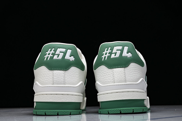 TRAINER LEATHER SPORTS SHOES WHITE/GREEN/WHITE