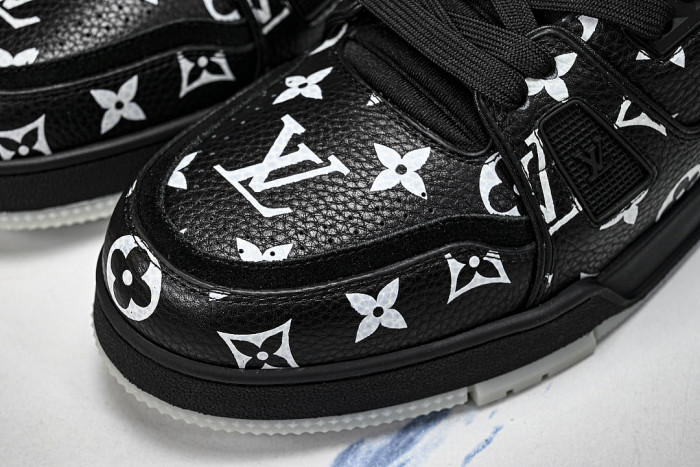 TRAINER LEATHER SPORTS SHOES BLACK/WHITE/BLACK