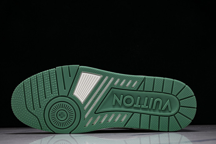 TRAINER LEATHER SPORTS SHOES WHITE/GREEN/WHITE