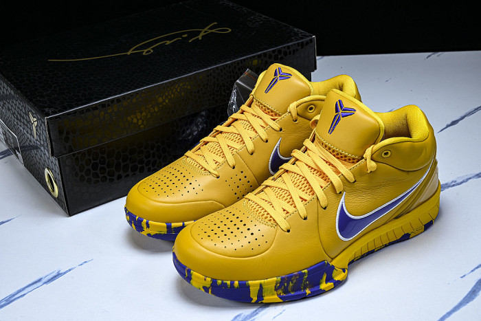 IV6592-700 LOS ANGELES LAKERS ZOOM KOBE 4 PROTRO SNEAKERS YELLOW/KLEIN BLUE