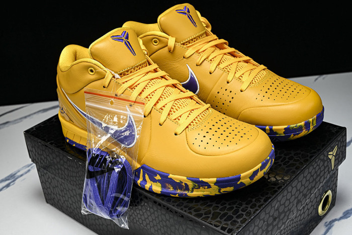 IV6592-700 LOS ANGELES LAKERS ZOOM KOBE 4 PROTRO SNEAKERS YELLOW/KLEIN BLUE