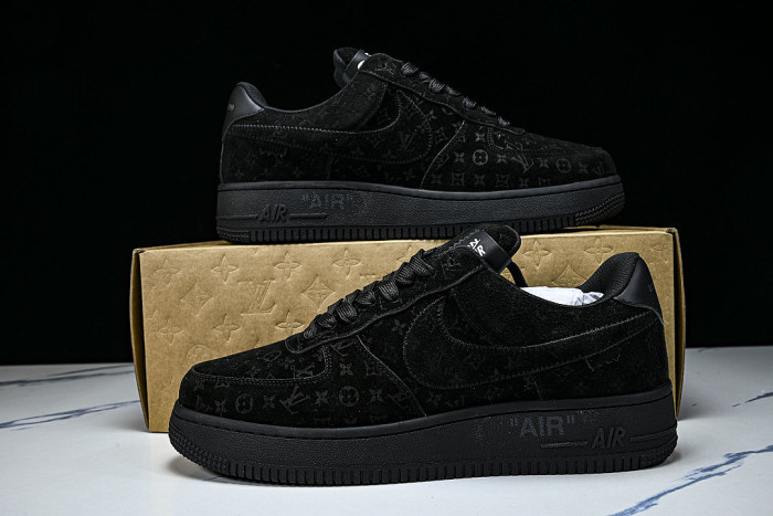 AIR FORCE 1 LOW-TOP CASUAL SNEAKERS BLACK/BLACK/BLACK