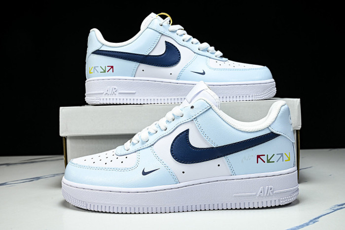 HV2511-100 AIR FORCE 1 07 LOW CASUAL SNEAKERS SKY BLUE/NAVY BLUE/WHITE