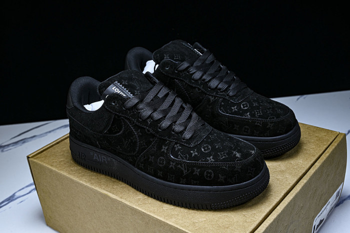 AIR FORCE 1 LOW-TOP CASUAL SNEAKERS BLACK/BLACK/BLACK