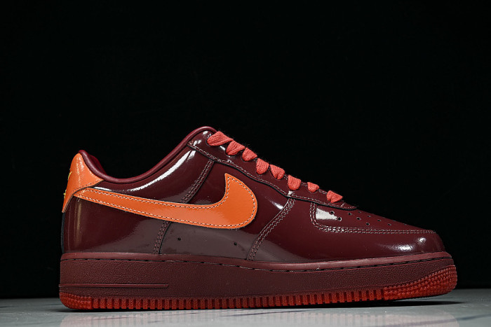 IO4489-601 AIR FORCE 1 07 LOW CASUAL SNEAKERS WINE RED/ORANGE