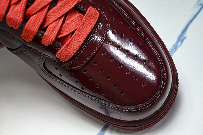 IO4489-601 AIR FORCE 1 07 LOW CASUAL SNEAKERS WINE RED/ORANGE