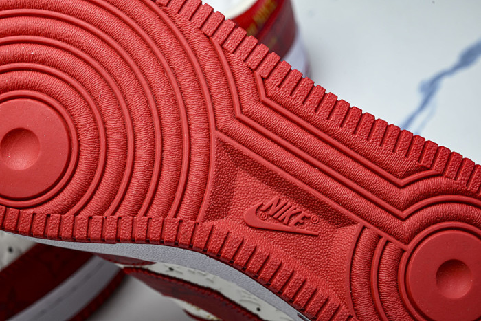 AIR FORCE 1 LOW-TOP CASUAL SNEAKERS WHITE/RED
