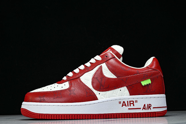 AIR FORCE 1 LOW-TOP CASUAL SNEAKERS WHITE/RED