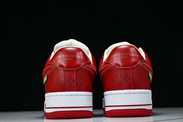 AIR FORCE 1 LOW-TOP CASUAL SNEAKERS WHITE/RED
