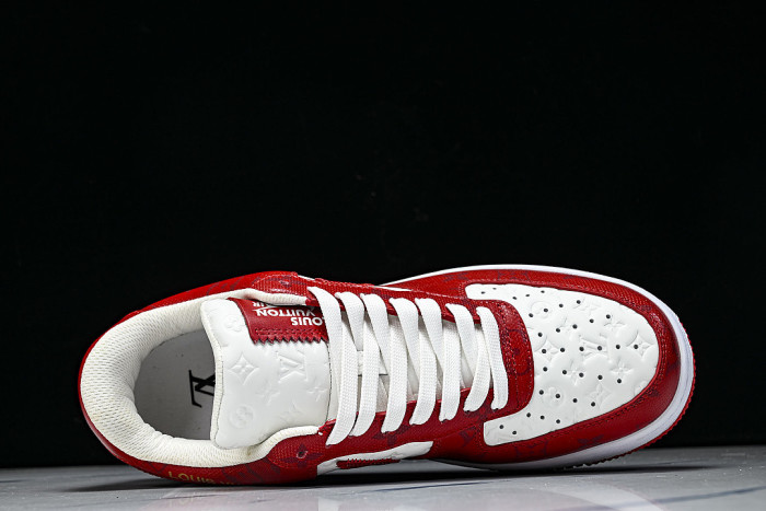 AIR FORCE 1 LOW-TOP CASUAL SNEAKERS WHITE/RED