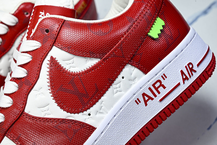 AIR FORCE 1 LOW-TOP CASUAL SNEAKERS WHITE/RED