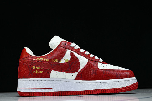 AIR FORCE 1 LOW-TOP CASUAL SNEAKERS WHITE/RED