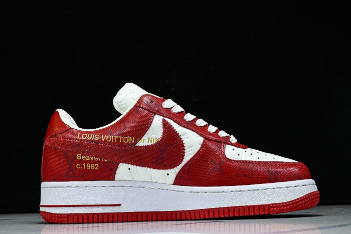 AIR FORCE 1 LOW-TOP CASUAL SNEAKERS WHITE/RED