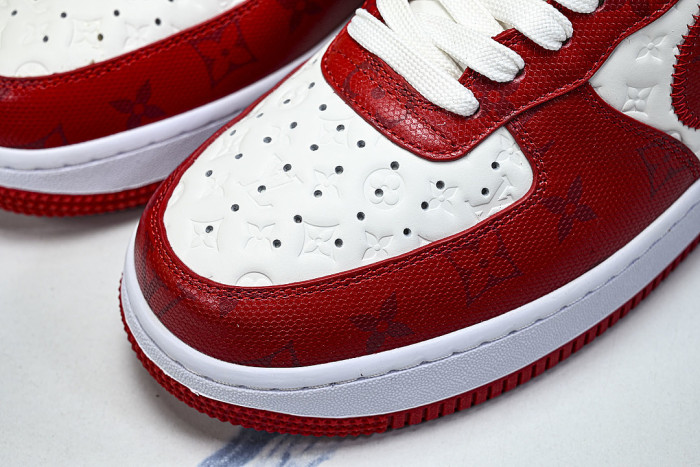 AIR FORCE 1 LOW-TOP CASUAL SNEAKERS WHITE/RED