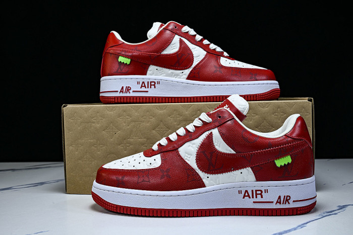 AIR FORCE 1 LOW-TOP CASUAL SNEAKERS WHITE/RED
