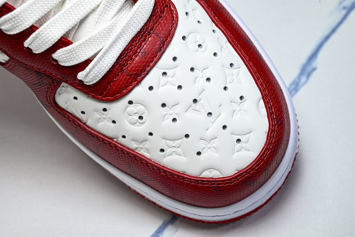 AIR FORCE 1 LOW-TOP CASUAL SNEAKERS WHITE/RED