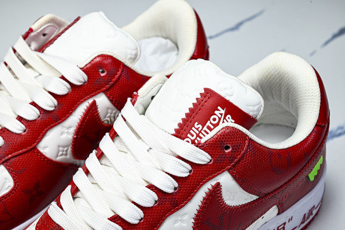 AIR FORCE 1 LOW-TOP CASUAL SNEAKERS WHITE/RED