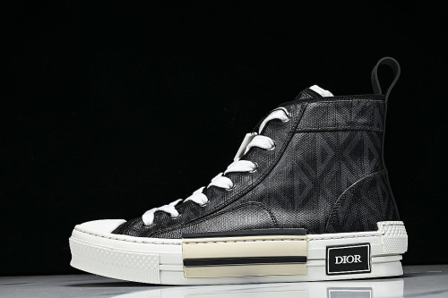 NEW STYLE MEN'S AND WOMEN'S SHOES OBLIQUE PRINTING B23 HIGH TOP SPORTS SHOES BLACK/INKINESS