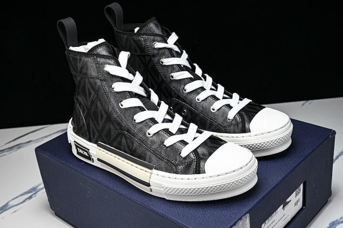 NEW STYLE MEN'S AND WOMEN'S SHOES OBLIQUE PRINTING B23 HIGH TOP SPORTS SHOES BLACK/INKINESS
