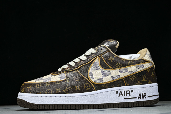 AIR FORCE 1 LOW LACE UP CASUAL SNEAKERS BROWN/COFFEE