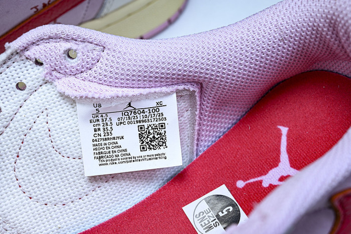 IQ7604-101 TRAVIS SCOTT X AIR JORDAN 1 LOW OG AJ1 BACK HOOK LOW TOP SHOES LIGHT PINK/RED