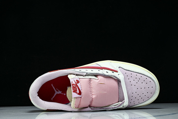 IQ7604-101 TRAVIS SCOTT X AIR JORDAN 1 LOW OG AJ1 BACK HOOK LOW TOP SHOES LIGHT PINK/RED