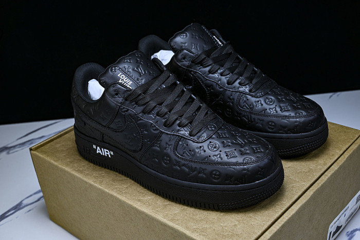 AIR FORCE 1 LOW LACE UP CASUAL SNEAKERS BLACK/INKINESS