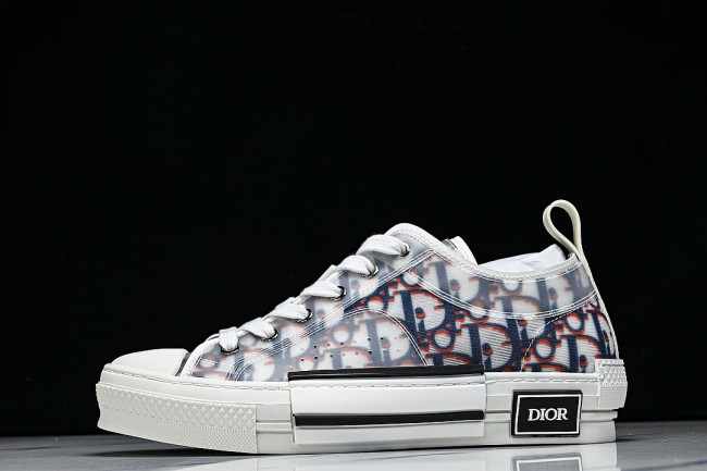 MEN'S LOW TOP PRINT B23 LACE UP FLAT SHOES COMBINED WITH CASUAL SPORTS SHOES BLUE/WHITE
