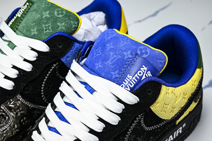 AIR FORCE 1 LOW LACE UP CASUAL SNEAKERS BLACK/YELLOW