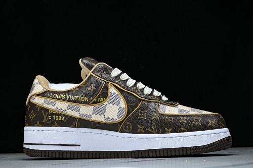 AIR FORCE 1 LOW LACE UP CASUAL SNEAKERS BROWN/COFFEE