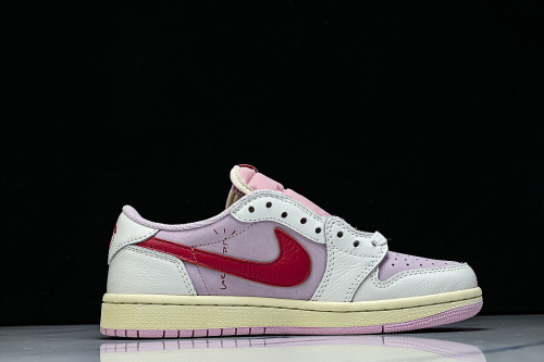 IQ7604-101 TRAVIS SCOTT X AIR JORDAN 1 LOW OG AJ1 BACK HOOK LOW TOP SHOES LIGHT PINK/RED